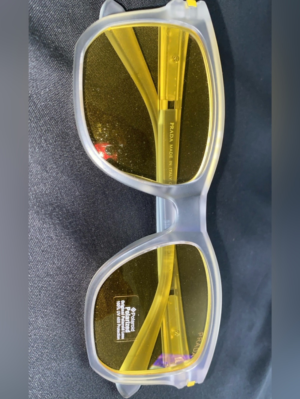Prada Translucent frost Frame Sunglasses with Yellow Lenses